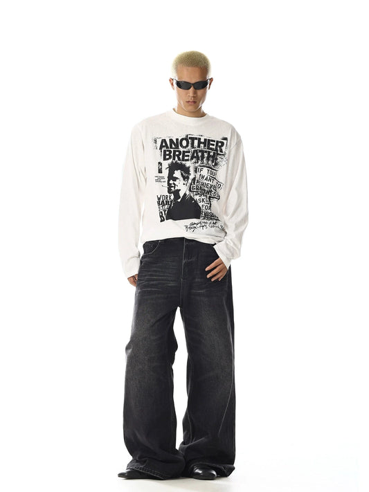 RT No. 32016 WHISKER WASH WIDE STRAIGHT JEANS