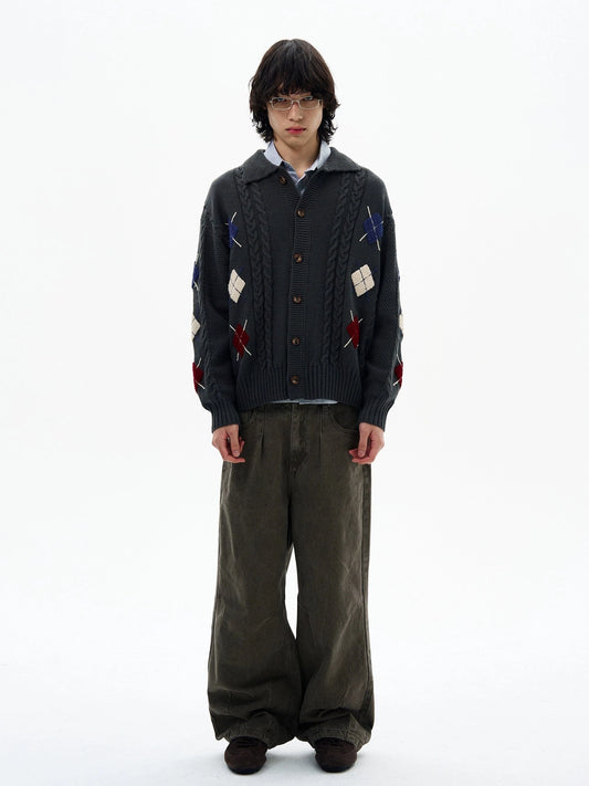 RT No. 32098 KNITWEAR DIAMOND LAZY CARDIGAN JACKET