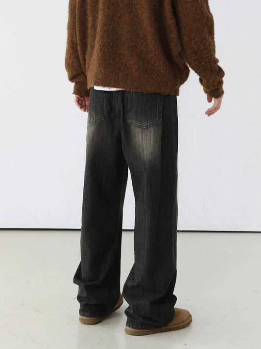 RT No. 13029 WASHED BLACK DENIM STRAIGHT JEANS