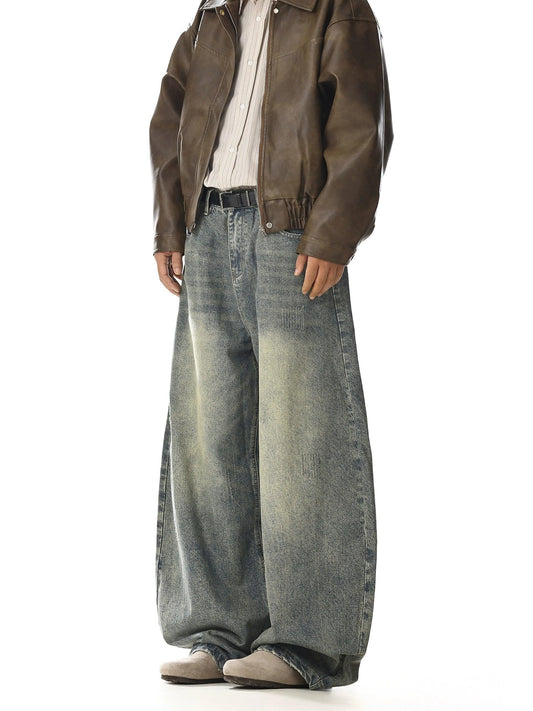 RT No. 28015 RETRO BLUE WIDE STRAIGHT DENIM JEANS