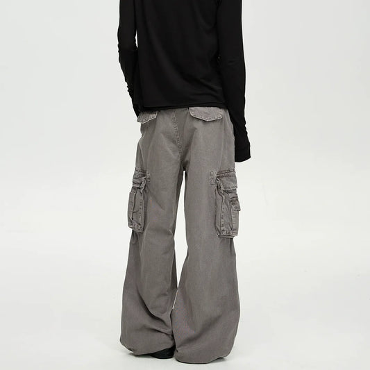RT No. 40759 GRAY BAGGY STRAIGHT CARGO PANTS