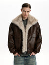 RT No. 50108 WOLF COLLAR LEATHER JACKET