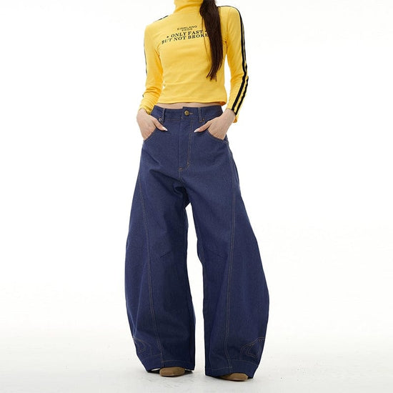 RT No. 11307 UPSIDE DOWN SCIMITAR WIDE DENIM JEANS – REALTAKAI RT No. 11307 UPSIDE DOWN SCIMITAR WIDE DENIM JEANS – REALTAKAI