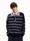 RT No. 55129 KNITWEAR STRIPED HENLEY SWEATER