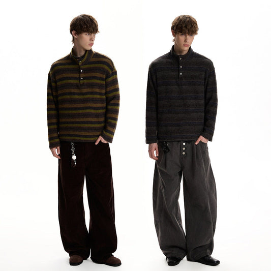 RT No. 59070 KNITWEAR STRIPED MOCK NECK SWEATER