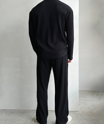 RT No. 10924 PLEATED CARDIGAN & STRAIGHT PANTS