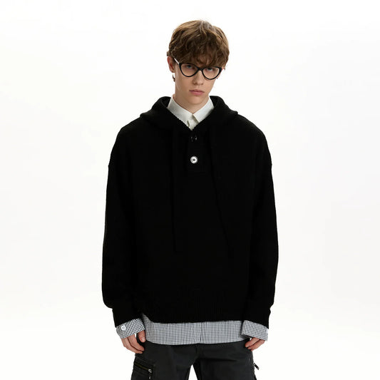RT No. 45034 KNITWEAR BUTTON-UP HOODED SWEATER