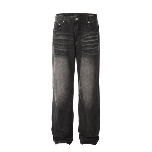 RT No. 11506 WASHED BLACK DENIM STRAIGHT JEANS