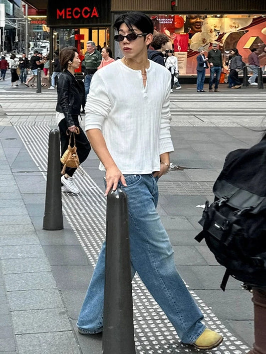 RT No. 29509 KNIT HENLEY COLLAR LONGSLEEVE