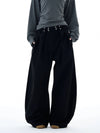 RT No. 25025 BLACK STRIPED PLEATED STRAIGHT PANTS