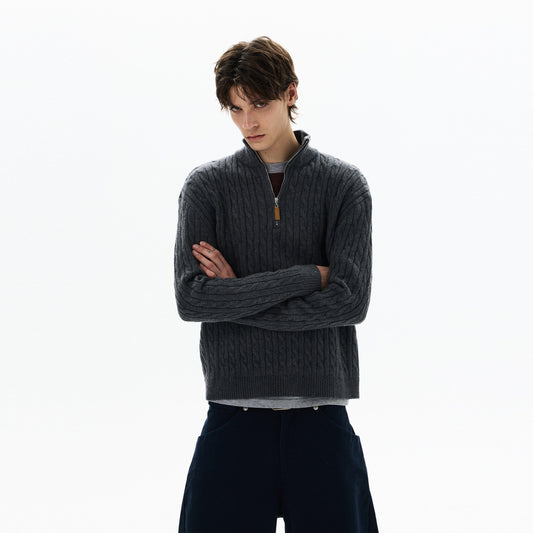 RT No. 50415 KNITWEAR TWIST QUARTER ZIP SWEATER