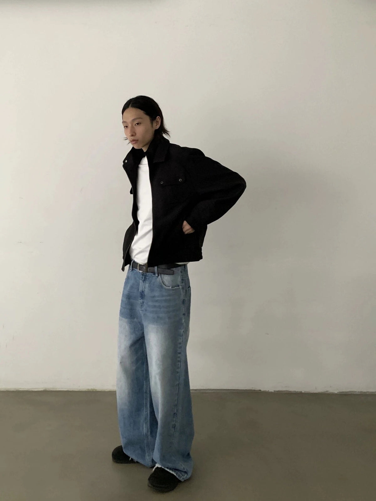 RT No. 28107 WASHED BLUE WIDE STRAIGHT DENIM JEANS – REALTAKAI