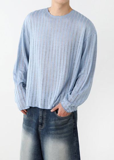 RT No. 11344 BLUE KNIT PULLOVER LONG SLEEVE