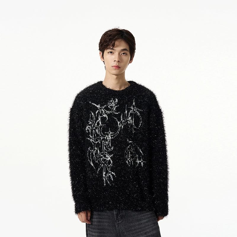 RT No. 12000 KNIT BLACK GRAPHIC CYBERSIGILISM SWEATER