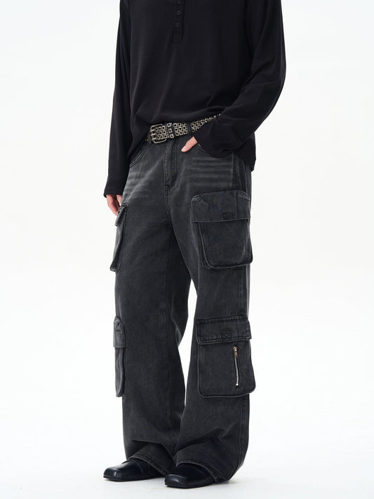 RT No. 12154 BLACK MULTI POCKET STRAIGHT JEANS