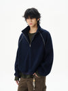 RT No. 12212 STITCHED HALF ZIP-UP COLLAR SWEATER