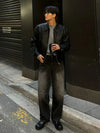 RT No. 32057 BLACK COLLAR LEATHER JACKET