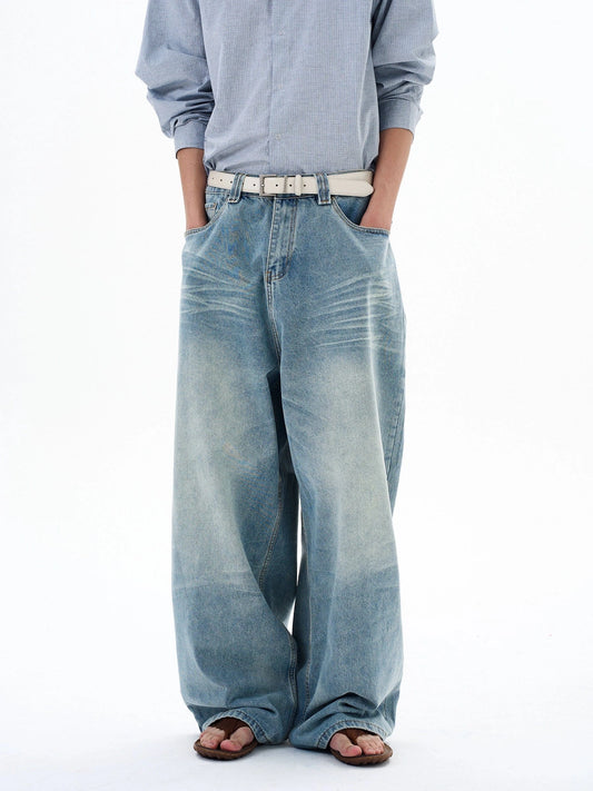 RT No. 29048 WASHED DENIM BAGGY STRAIGHT JEANS