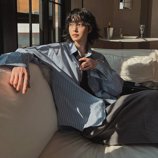 RT No. 25000 BLUE STRIPED BUTTON-UP SHIRT