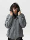 RT No. 50205 DARK GRAY KNITWEAR ZIPPER HOODIE