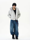 RT No. 12079 PLEATED FOLDED BLUE BAGGY STRAIGHT JEANS