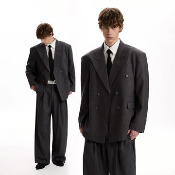 RT No. 40822 STRIPED BLAZER JACKET & PLEATED SUIT PANTS
