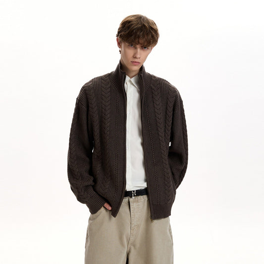 RT No. 55101 KNITWEAR TWIST COLLAR ZIPPER SWEATER