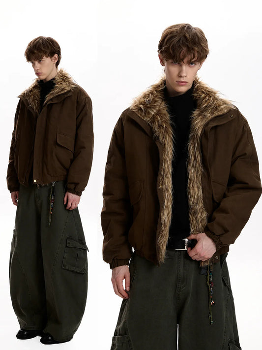 RT No. 50038 DARK BROWN WOLF COLLAR JACKET