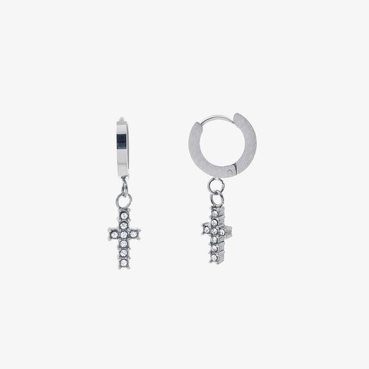 CROSS HOOP EARRING