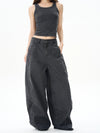 RT No. 12134 GRAY BAGGY STRAIGHT PANTS