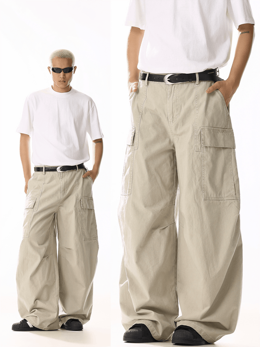 RT No. 19817 CREAM CARGO STRAIGHT PANTS