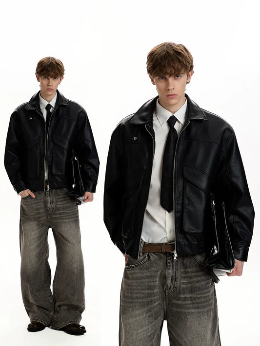 RT No. 45027 SILHOUETTE COLLAR LEATHER JACKET