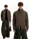 RT No. 50111 KNITWEAR WOLF COLLAR JACKET