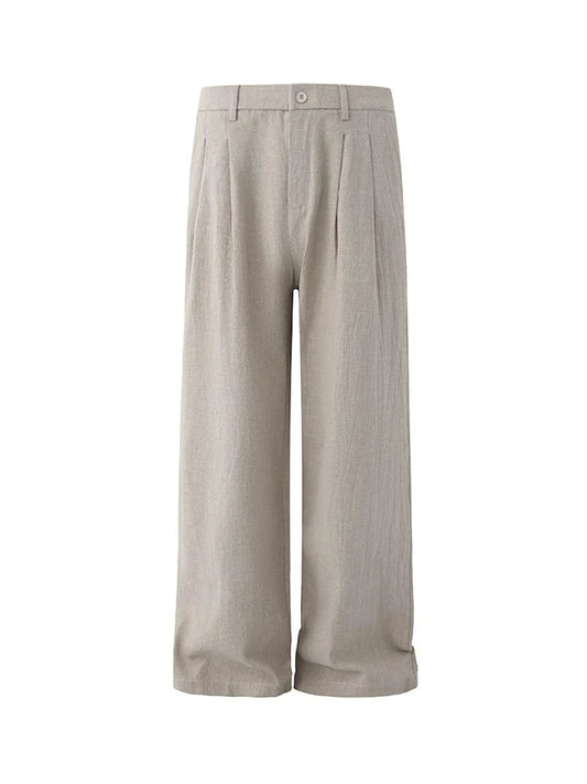 RT No. 18107 PLEATED LINEN STRAIGHT PANTS