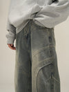 RT No. 10806 DECONSTRUCTED BLUE DENIM STRAIGHT JEANS