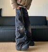 RT No. 11018 RECONSTRUCTED WASHED BLACK DENIM JEANS