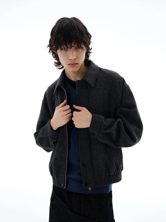 RT No. 25038 MINATO GRAY WOOLEN ZIPPER JACKET