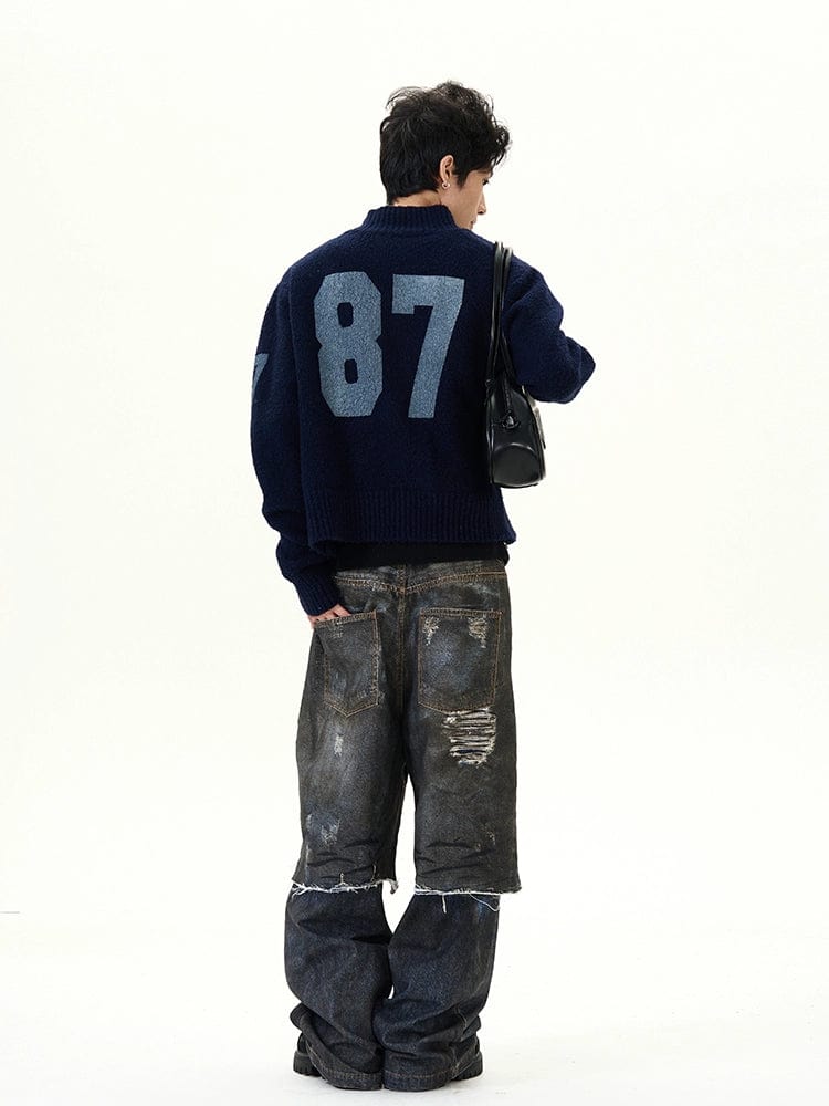 RT No. 12043 KNIT ROYAL BLUE ZIP-UP SWEATER