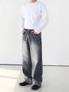 RT No. 11843 WASHED GRAY DENIM STRAIGHT JEANS