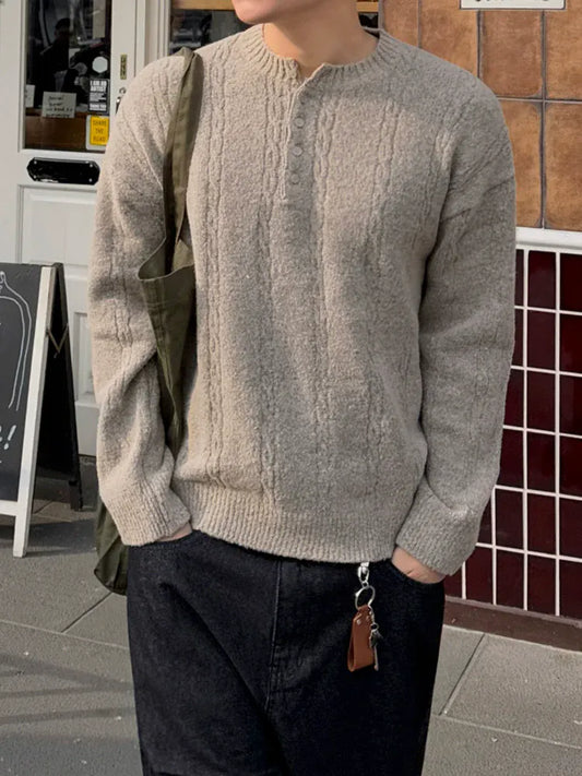 RT No. 45003 KNITWEAR HENLEY COLLAR SWEATER