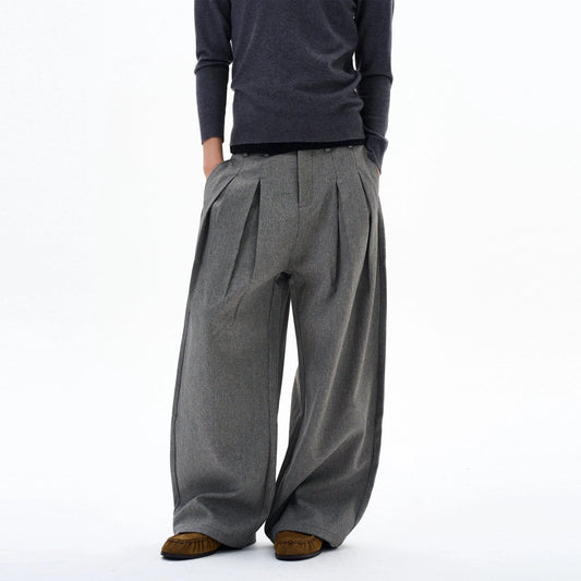 RT No. 29023 GRAY PLEATED BAGGY STRAIGHT PANTS