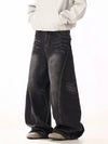 RT No. 19808 BLACK WHISKER BAGGY DENIM JEANS