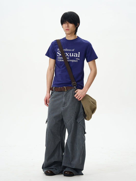 RT No. 12643 RECONSTRUCTED SMOKE GRAY BAGGY STRAIGHT PANTS