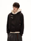 RT No. 50517 WOOLEN FUR HOODED JACKET