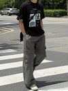 RT No. 11513 GRAY DRAWSTRING WIDE CARGO PANTS