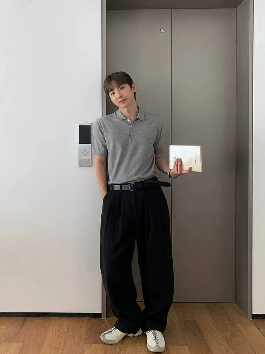RT No. 19023 FOLDED PLEATED STRAIGHT PANTS