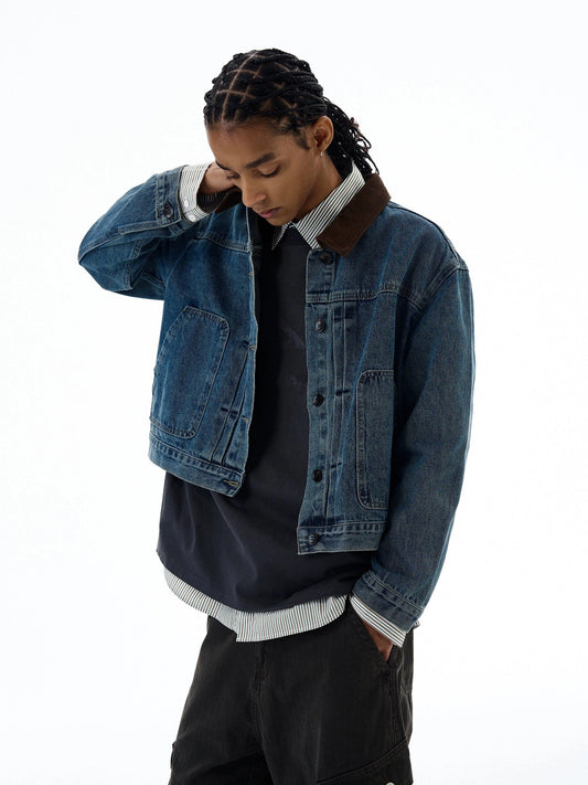 RT No. 19557 BROWN COLLAR DENIM JACKET