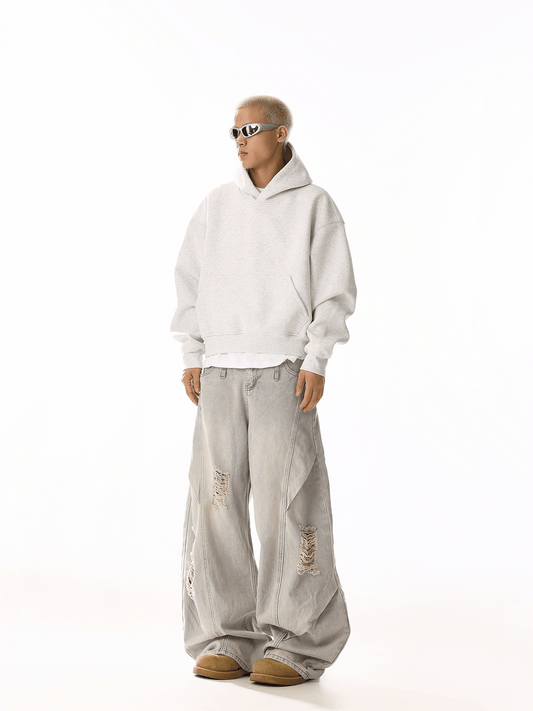 RT No. 19805 RECONSTRUCTED CREAM-BLUE WIDE STRAIGHT JEANS