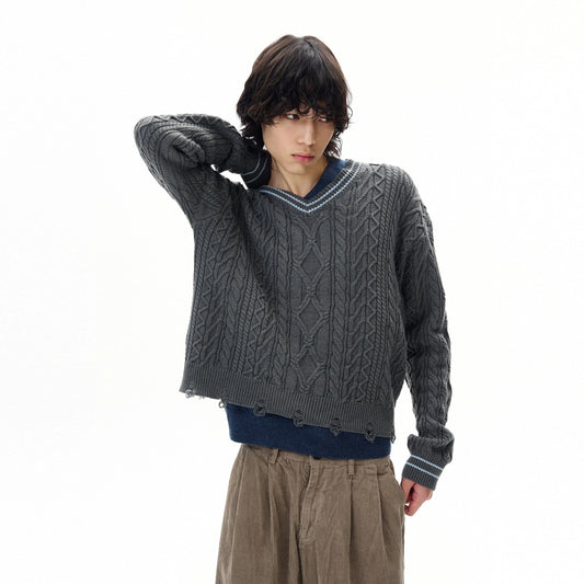 RT No. 31008 TWIST V-NECK SWEATER