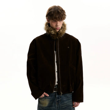 RT No. 40760 SUEDE FUR COLLAR JACKET